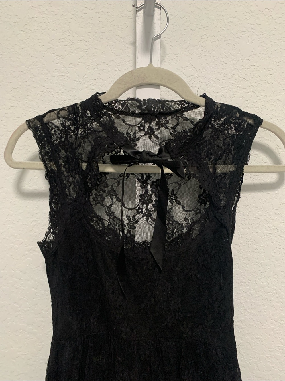 Lip Service Black Lace Tie Neck Sheath Dress - Picture 2 of 8